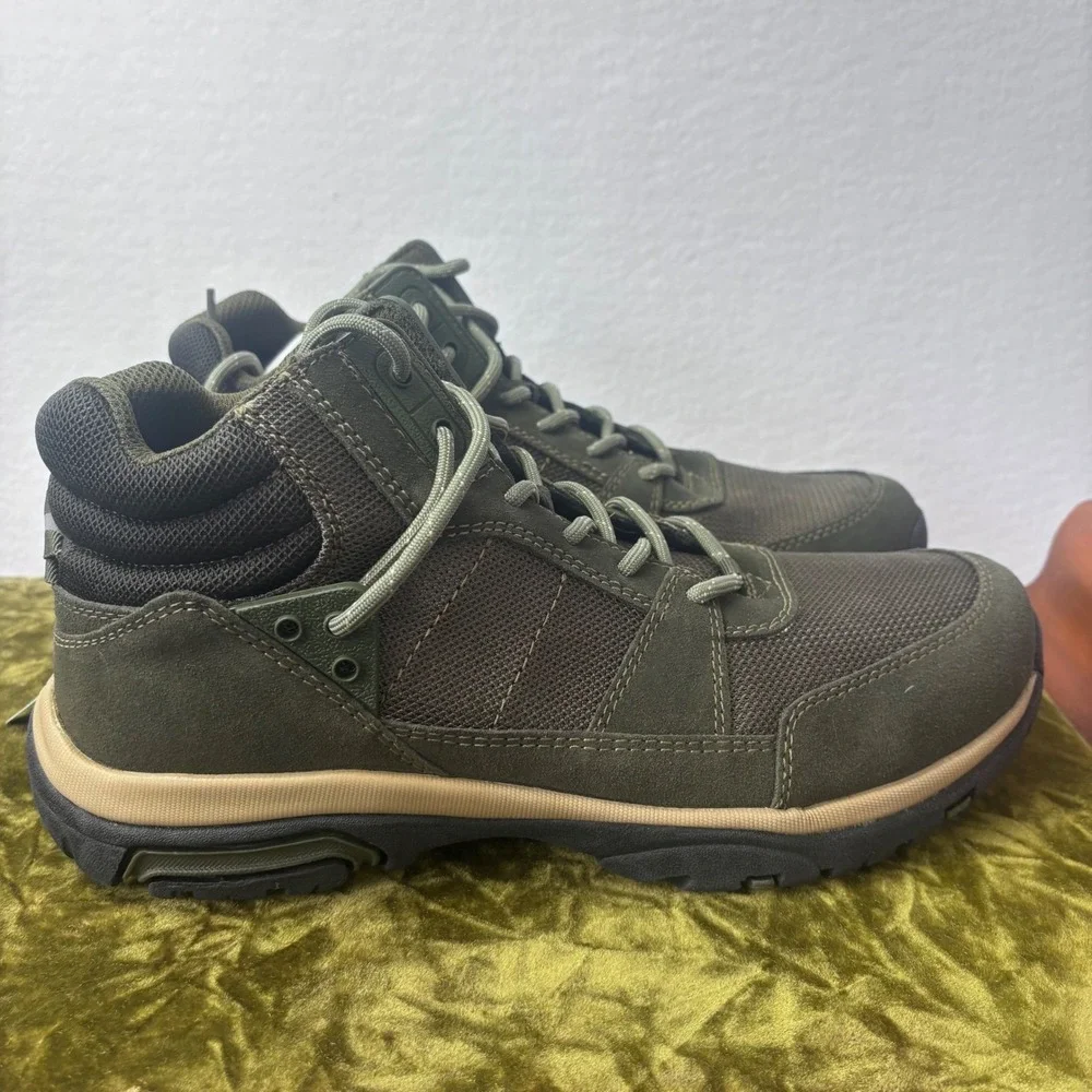 Lands End Mens Hiking Boots Olive Green Suede Mesh Water Repellent‎ Size 11 NWOB